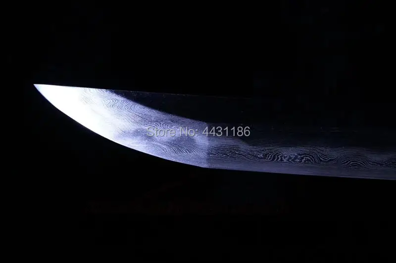 Полностью Tang Дамасская сложенная стальная глина закаленная бритва острый