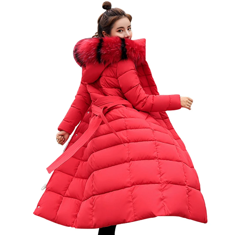 X-Long Winter Women Jacket Coat New Collection Original Fur Collar Mujer Parkas Casual Thickening Cotton Padded Outerwear ls128