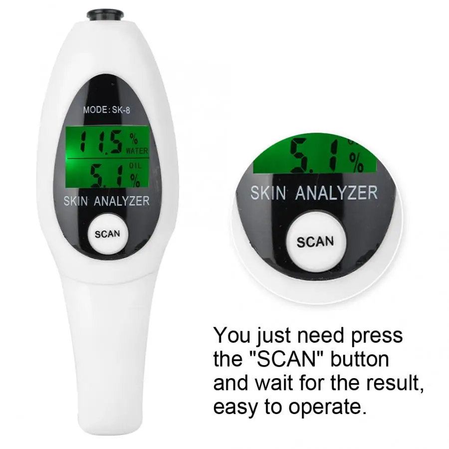 2 Colors Digital LCD Display Skin Sensor Tester Moisture Water Oil Analyzer Face Care Tools 1 | Красота и здоровье
