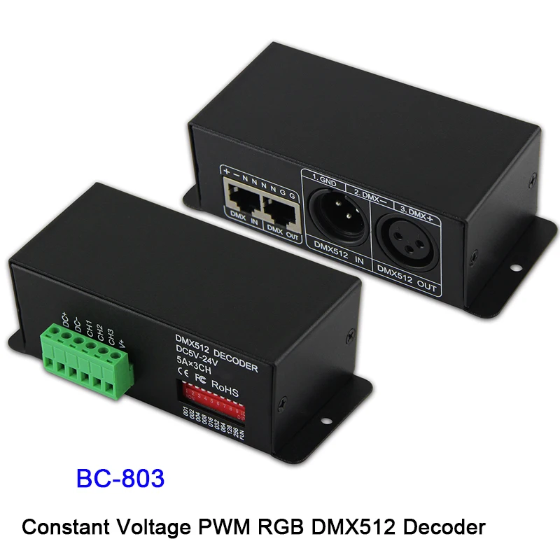 Bc-803 Rgb Dmx512 Контроллер Dc5V-24V 5А * 3Ch постоянное напряжение pwm декодер для Led полосы