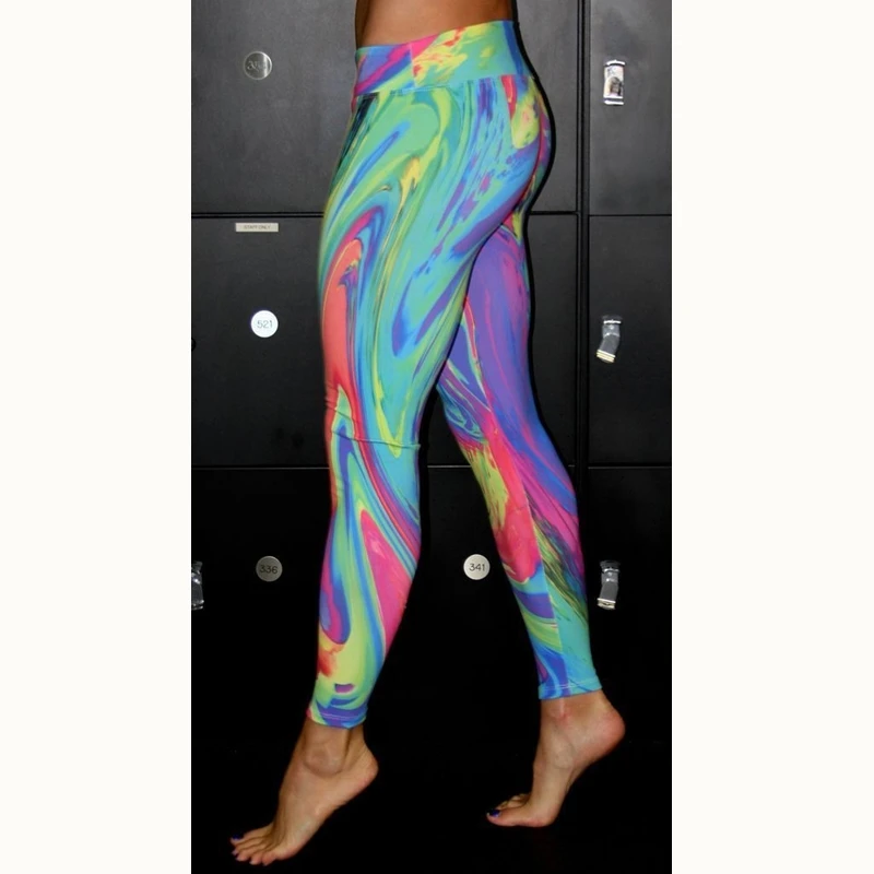Новинка женские леггинсы с высокой талией для фитнеса 3D принтом в виде