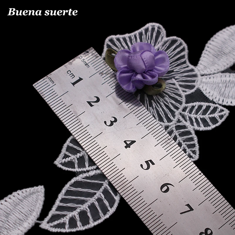 Цветочная кружевная 3D аппликация в виде цветка красная белая фиолетовая