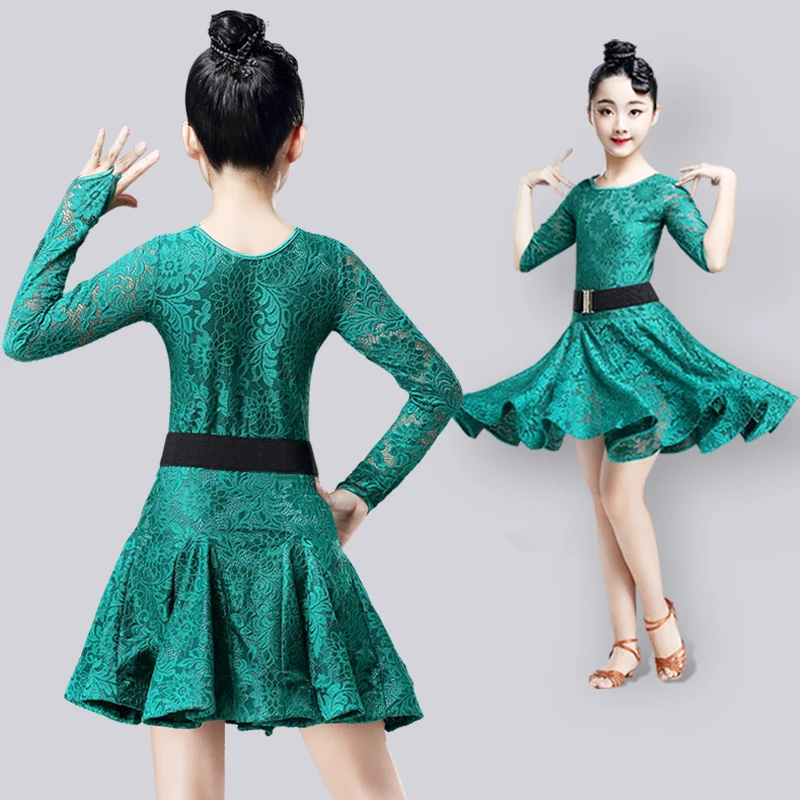 Детское платье для латиноамериканских танцев с длинным рукавом юбка танго ча