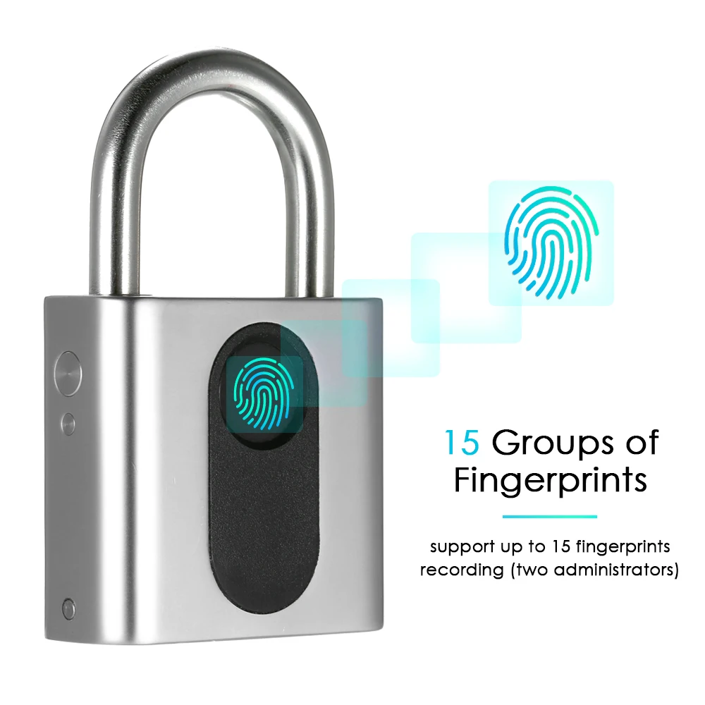 USB Перезаряжаемый смарт замок без ключа с отпечатком пальца IP65 Водонепроницаемый
