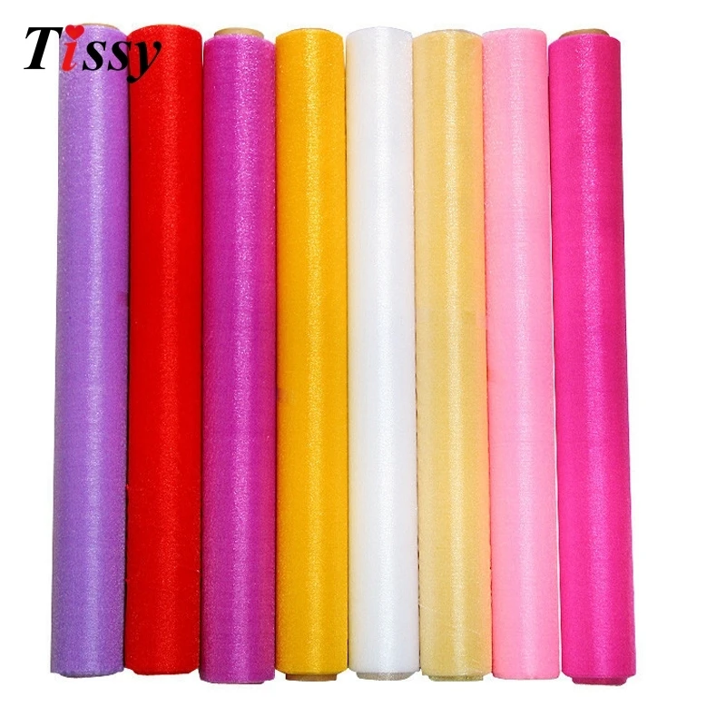 

2/5 meter/lot 75cm Wide High Quality Sheer Crystal Organza tulle roll Fabric For Wedding Party Decoration New year decoration.