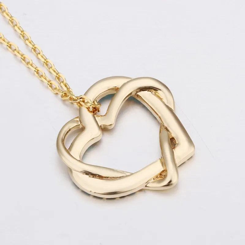 Новый дизайн Трендовое Золотое и Серебряное милое Двойное сердце горный