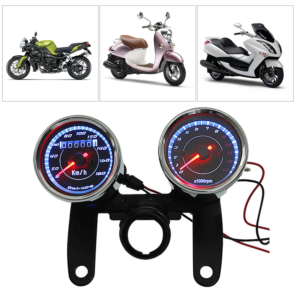 

2-in-1 Motorcycle Odometer Speedometer Tachometer Speed Meter 12V Instrument Tool of Motorbike