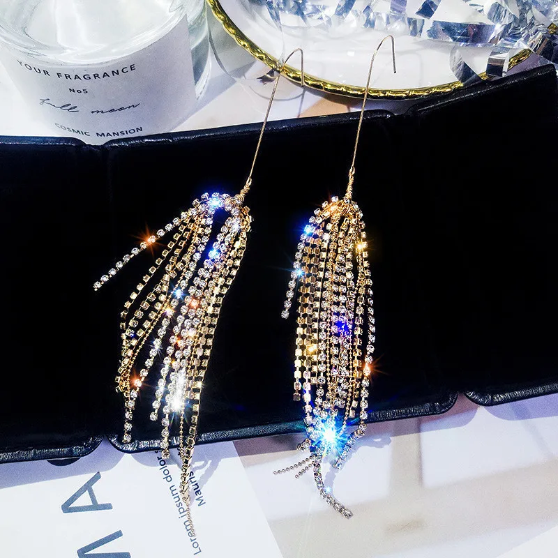 FYUAN Мода длинной кисточкой стразы серьги для женщин новые 2019 Bijoux (украшения