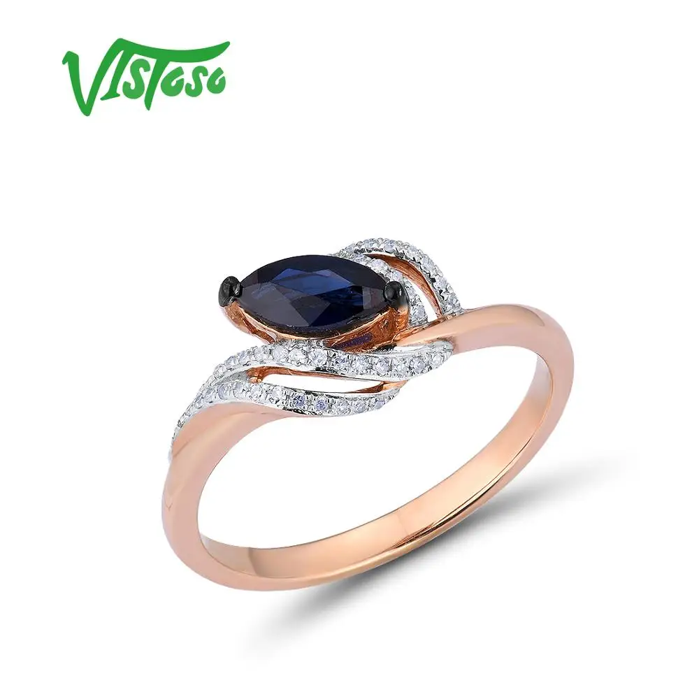 VISTOSO золотые кольца для женщин Подлинная 14 K 585 розовое золото кольцо сверкающие