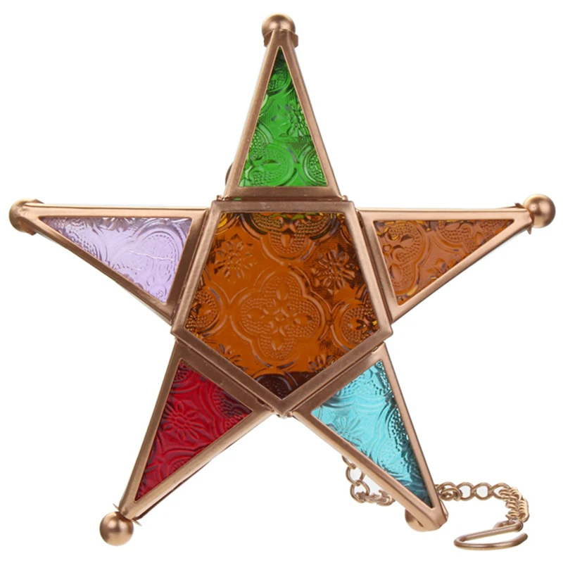 Hot Sale Multicolour Glass Star Votive Tea Light Candle Holder Hanging Lighting Lantern Wedding Birthday Party Home Garden Dec | Дом и сад