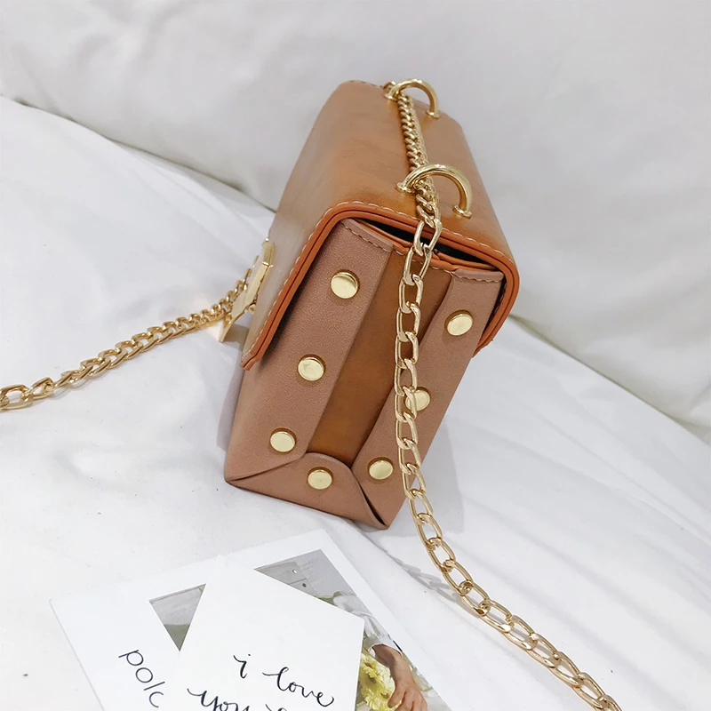 Персонализированные заклепки хит цвет маленькая квадратная сумка женская новая