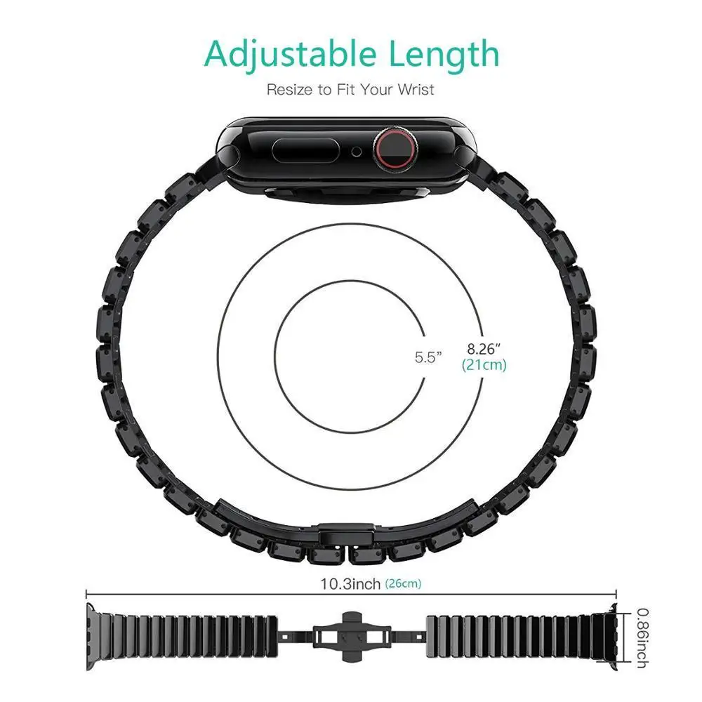 Роскошный звеньевой браслет FOHUAS из нержавеющей стали для apple watch Series 1 2 ремешок
