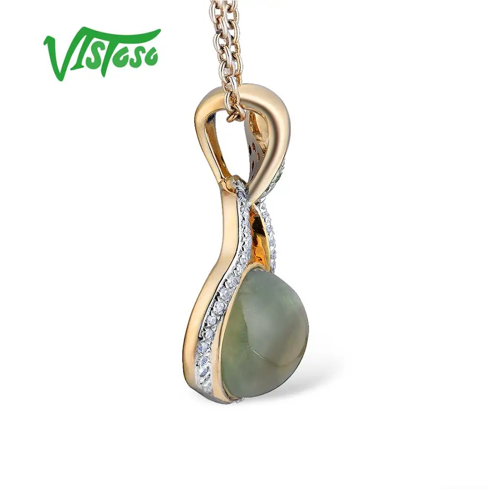 VISTOSO золотые подвески для женщин подлинные 14K 585 Желтое золото зеленый виноград