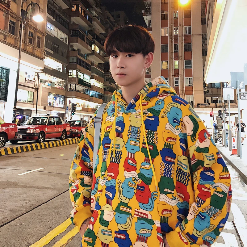 DEKUSI New Pattern Personality Interest Printing Man Even Hat Increase sweatshirts men bape hoodies Casual Pullover Coat | Мужская