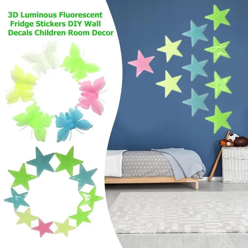 3D Luminous Fluorescent Fridge Stickers DIY Wall Decals Children Room Decor | Дом и сад