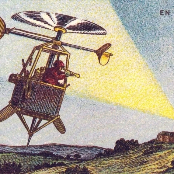 Летающий Sentinel 1900 s французский открытка печать по науке источник (36x24) | Дом и сад