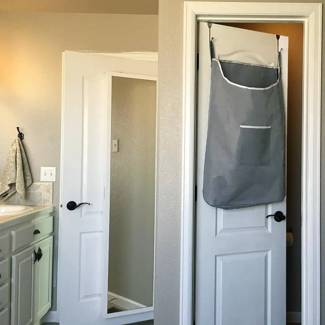 sturdy cloth Bag durable Household Gray it of Home Laundry Storage oxford Hanging Made Space Saving and is Portable |