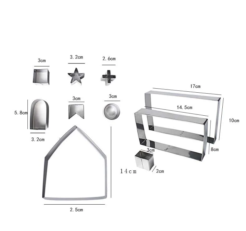 3D stainless steel biscuit mold cutter cookie mould Christmas gingerbread house 10 piece set baking tools |