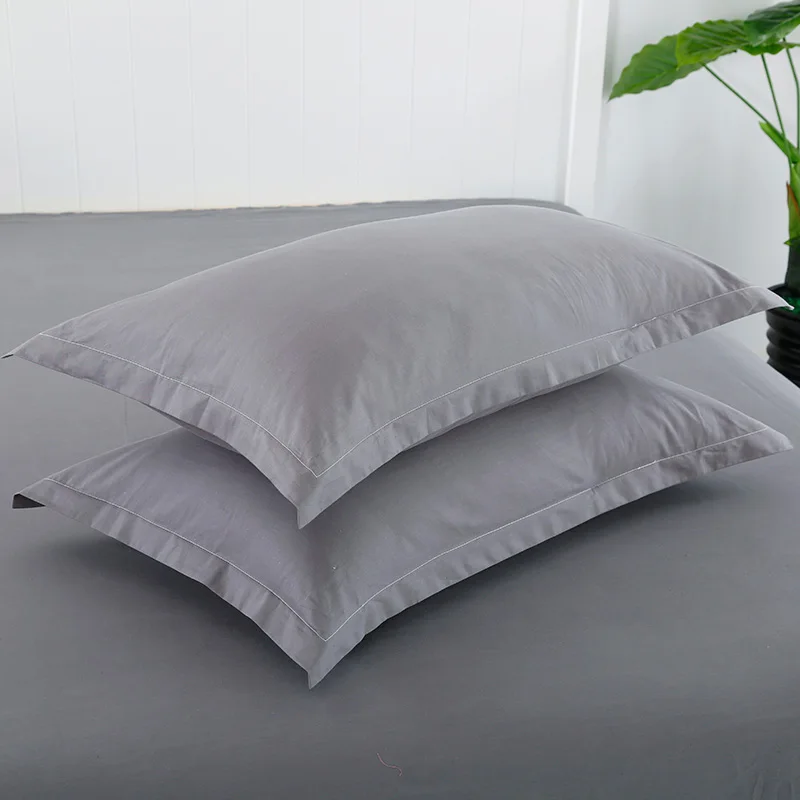

100% Cotton White Pillow Case 2Pcs Rectangular Sleeping Bed Pillow Cover Solid Color Pillowcase 48*74cm High Quality 45