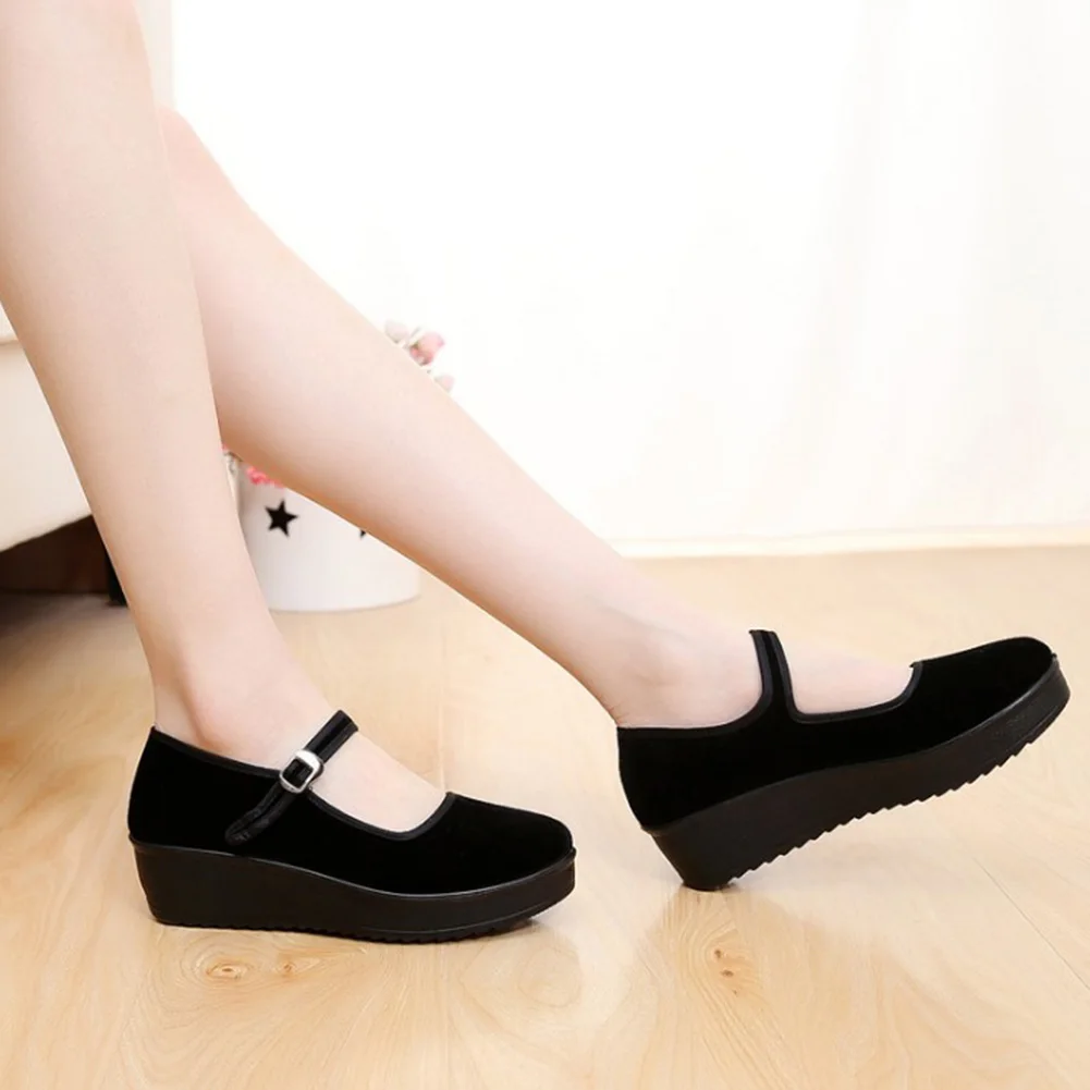 Женская Тканевая обувь утолщенное дно 2019 новый черный уютные работы