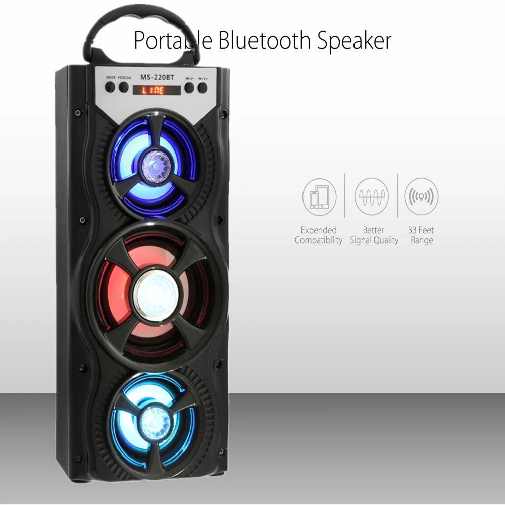 GBTIGER Bluetooth динамик fm радио Hi Fi стерео светодиодный светодиодная подсветка плеер с