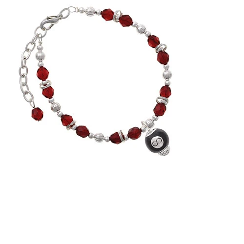 Silvertone черный 8 Ball Spinner бордовый браслет из бисера| |