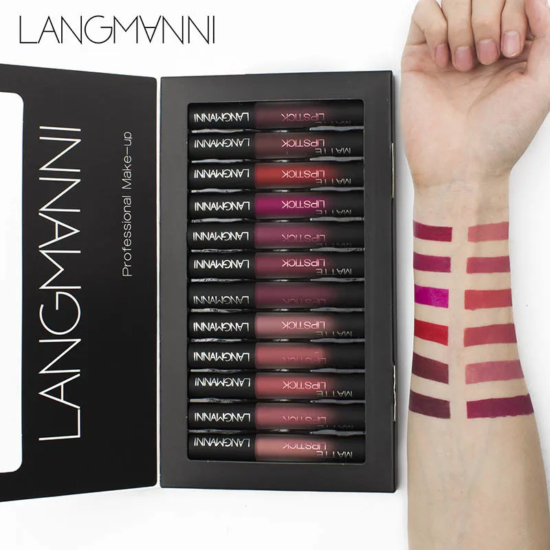 

2019 New brand 12pcs/lot lip kit matte Lipstick Waterproof Nutritious Velvet lip stick Red Tint Nude batom makeup set