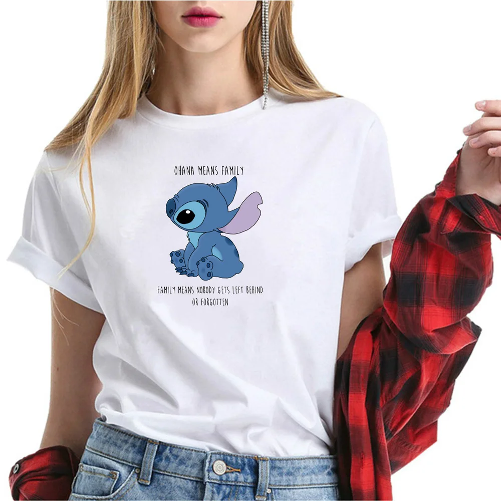 Lilo & Stitch/Хлопковые футболки с милым принтом повседневные топы женская