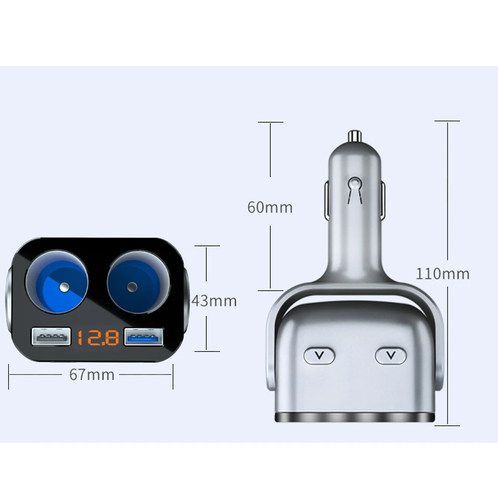 Автомобильное зарядное устройство с двумя USB разъемами QC3.0 + 2.4A разветвитель