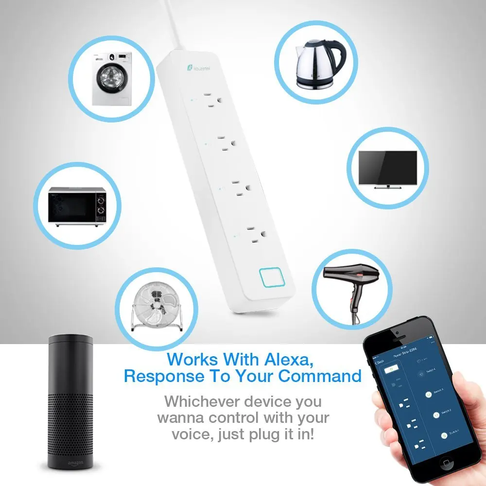 MXQ WiFi умная розетка домашняя полоса питания с 4 выходами работает Alexa пультом