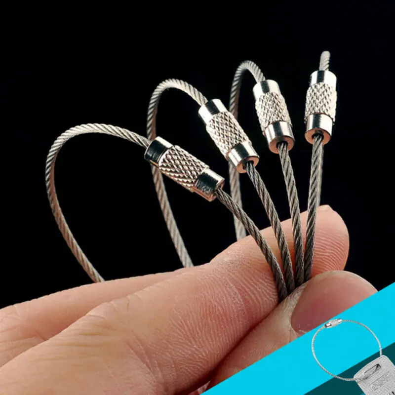

10pcs Stainless Stee lWire Keychains Cable Key Ring Outdoor Hiking Survival Gear