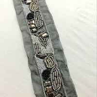 handmade garment accessories silver metal embroidery line acrylic beaded lace lining collar decorative diy accessories