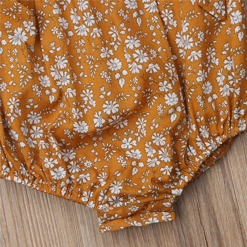 1 шт. Одежда для новорожденных девочек боди с цветочным принтом и бантом