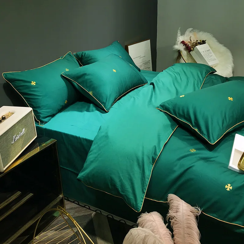 Популярный зеленый комплект постельного белья Бесплатная доставка 100% хлопок