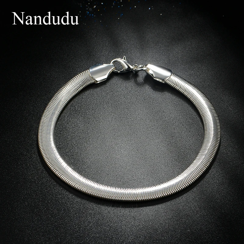 Nandudu роскошный 925 пробы серебряный цвет браслет цепочка для мужчин женщин новое