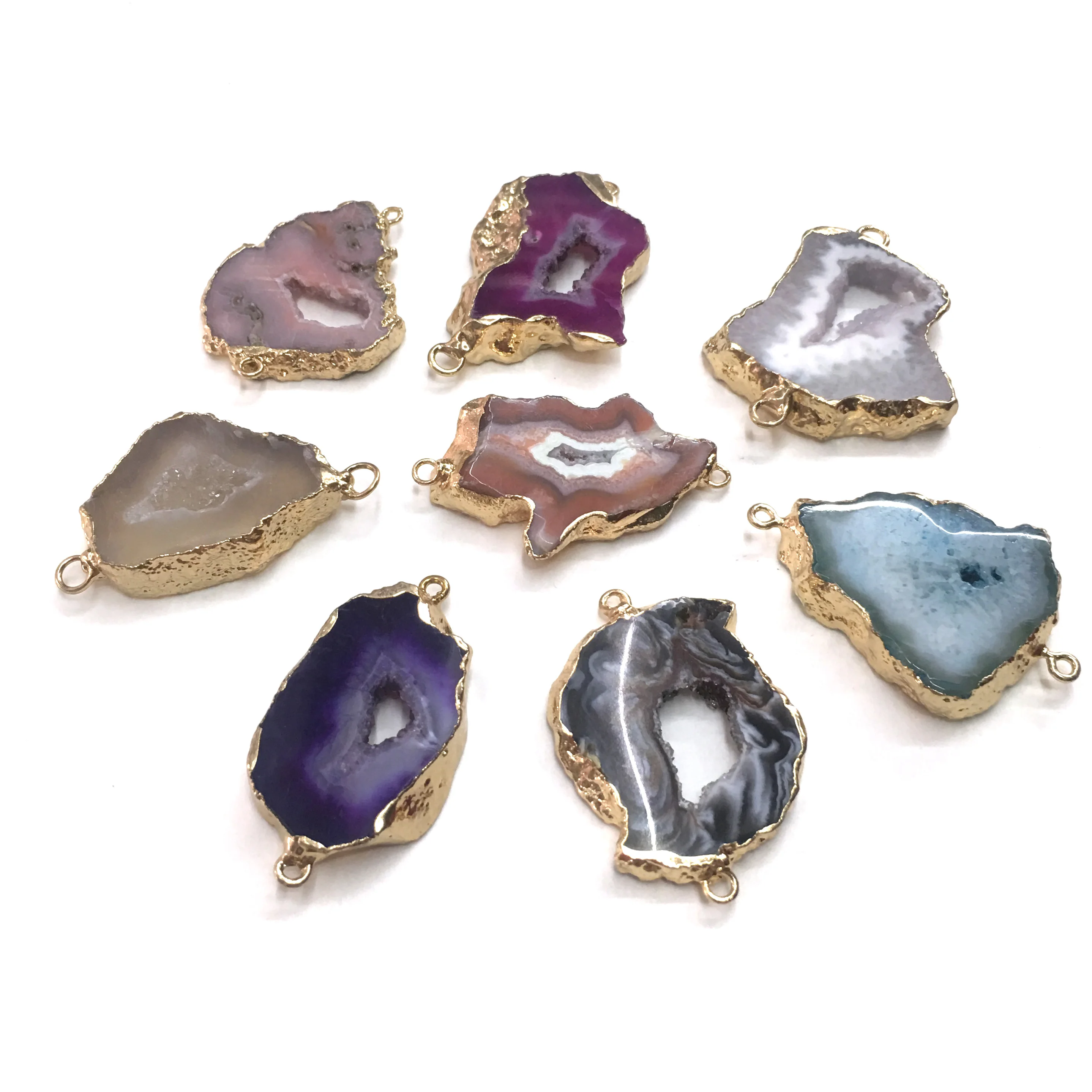 

Natural Agates Pendants Charms Connector Pendants for Jewelry Making DIY Accessories Fit Necklaces Size 20x40mm-30x45mm