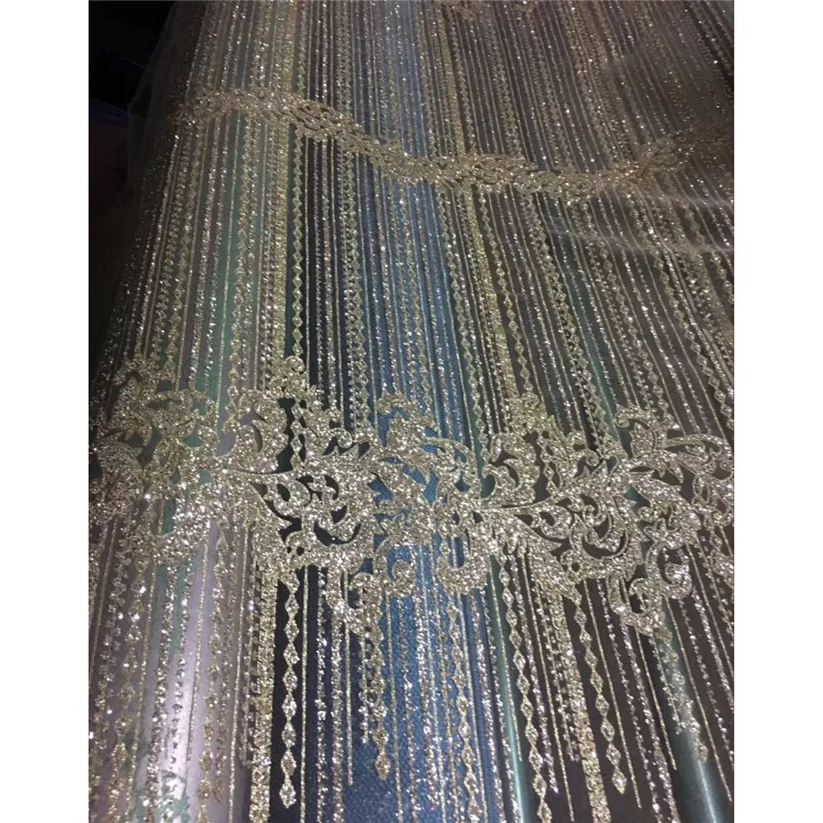 

So beautiful beads curtain pattern with Full Glued Glitter Sequins dress Fabric ZP0-3 French tulle Lace Fabric