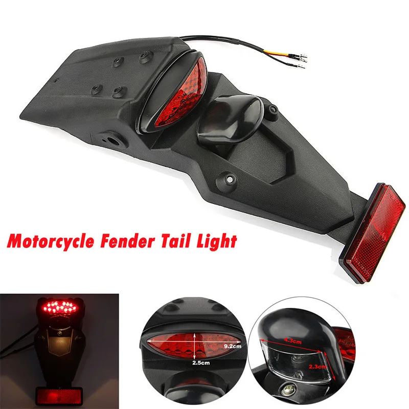 

1pcs Black Motorcycle Rear Fender Mudguard LED Brake Tail Light 36.2*9cm Motorcycle Fender Tail Light Accessories Kayo T2