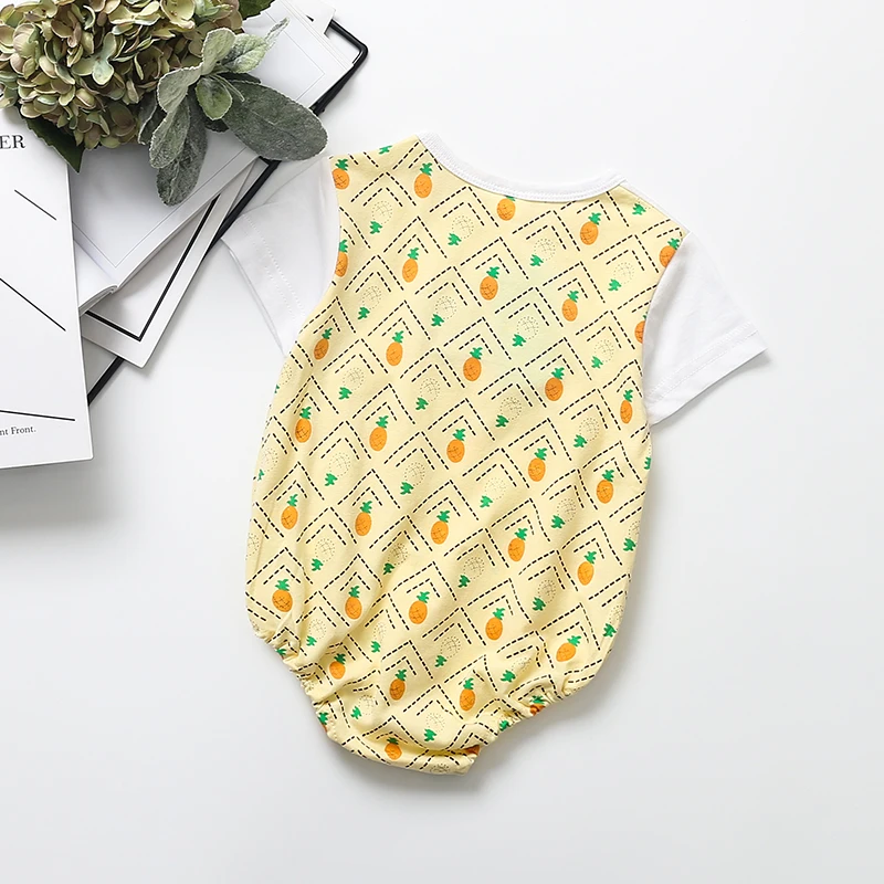 Summer Cool Baby Fruits Costumes Short Sleeved Rompers Strawberry/Banana/Pineapple/Watermelon Triangle Jumpsuits Cotton Clothing | Детская