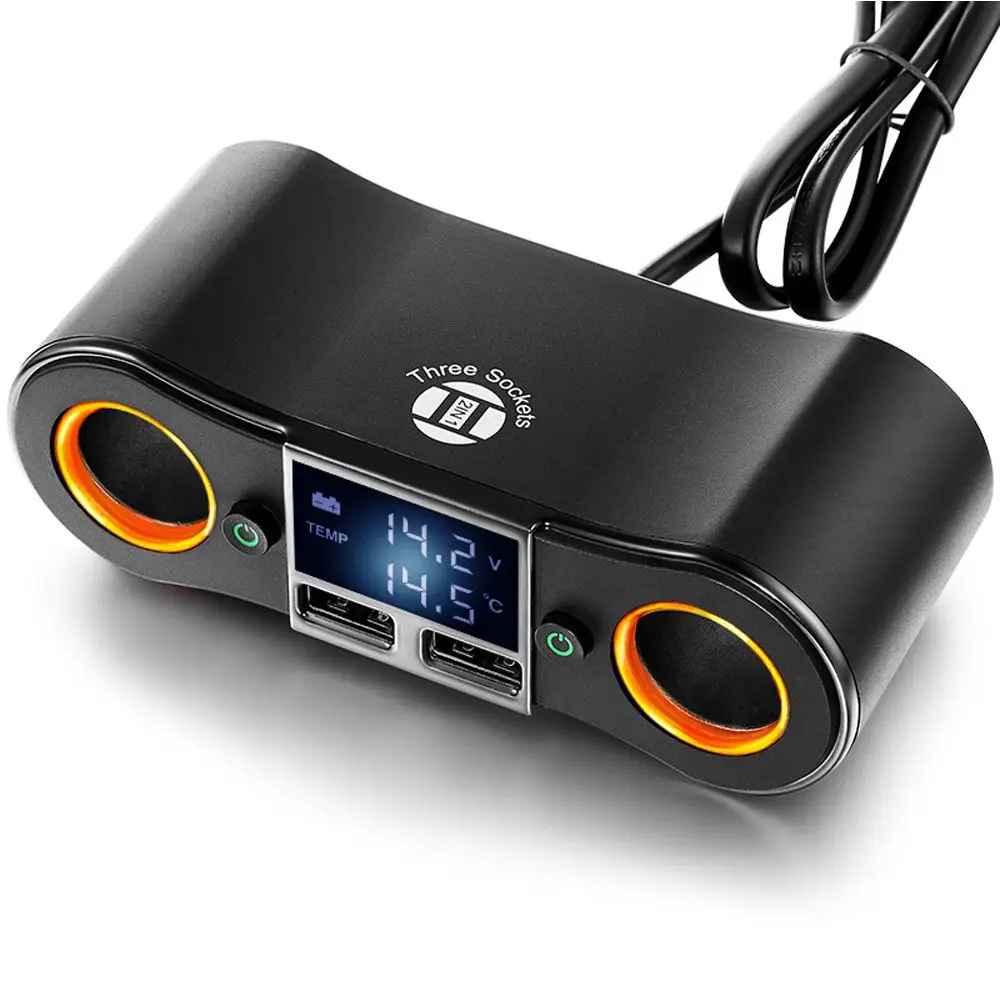 12V 24V Car Charger 80W Dual USB Cigarette Lighter Adapter 2 Socket Splitter Independent Switch Power For Smartpho | Электроника