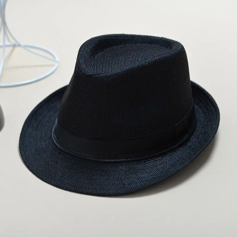 

Unisex Straw Fedoras Sun Hat Panama Trilby Crushable Mens Ladies Foldable Travel Hats Cap Fedora