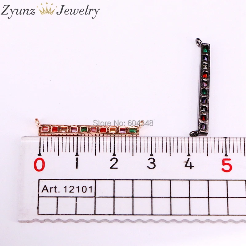 10PCS ZYZ338-0367 New Jewelry Rainbow Bar Pendant with Chain Necklace Micro Paved Tiny CZ Crystal | Украшения и аксессуары