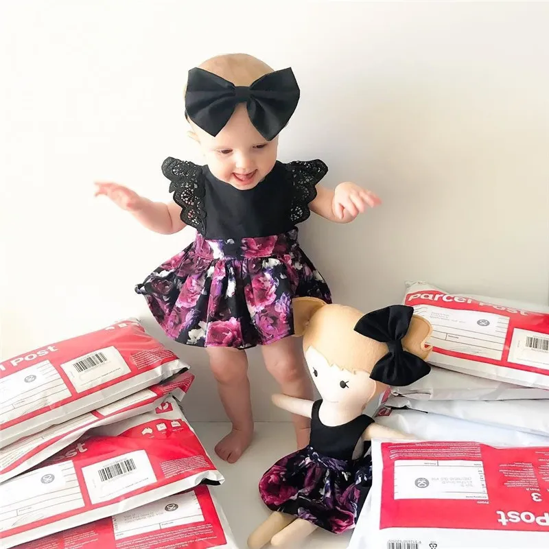 Детский хлопковый комбинезон без рукавов с цветочным принтом для маленьких