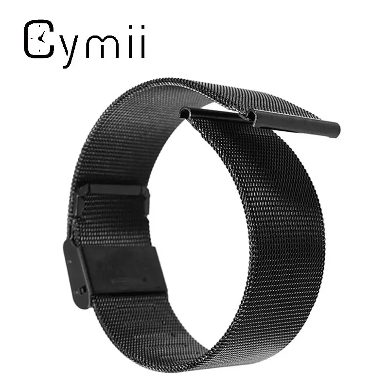 Cymii черный сетчатый ремешок для наручных часов 18/20/22/24 мм из нержавеющей стали