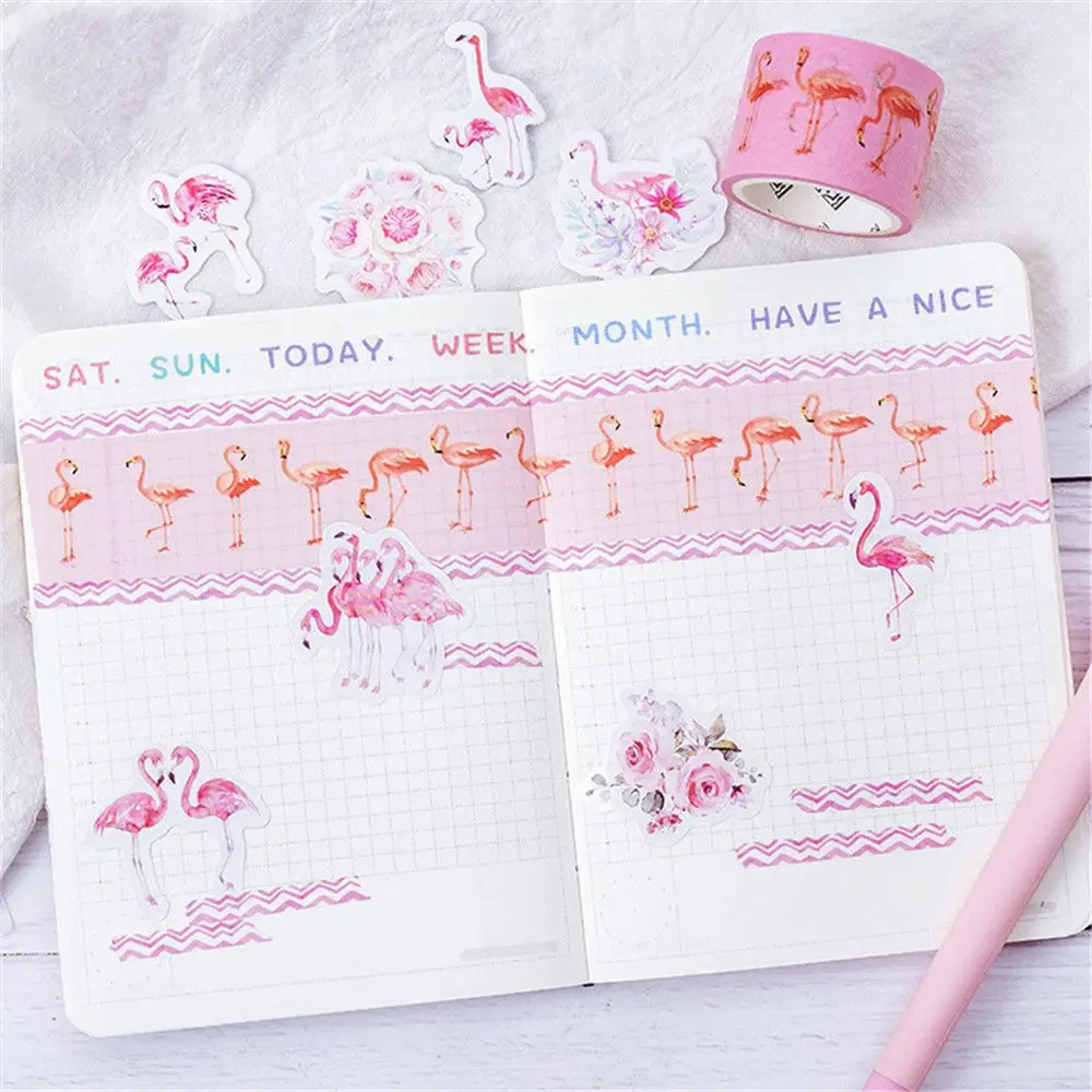 45 шт Красивые Розовые наклейки с Фламинго Kawaii Канцтовары DIY Scarapbooking Jounal фото