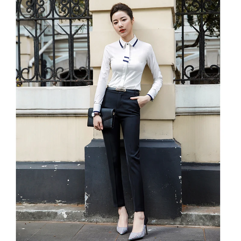 Fashion 2018 Work Blouse And Pencil Pants Or Elegant Skirt 2 Pieces Suit Women Business Formal Clothes | Женская одежда