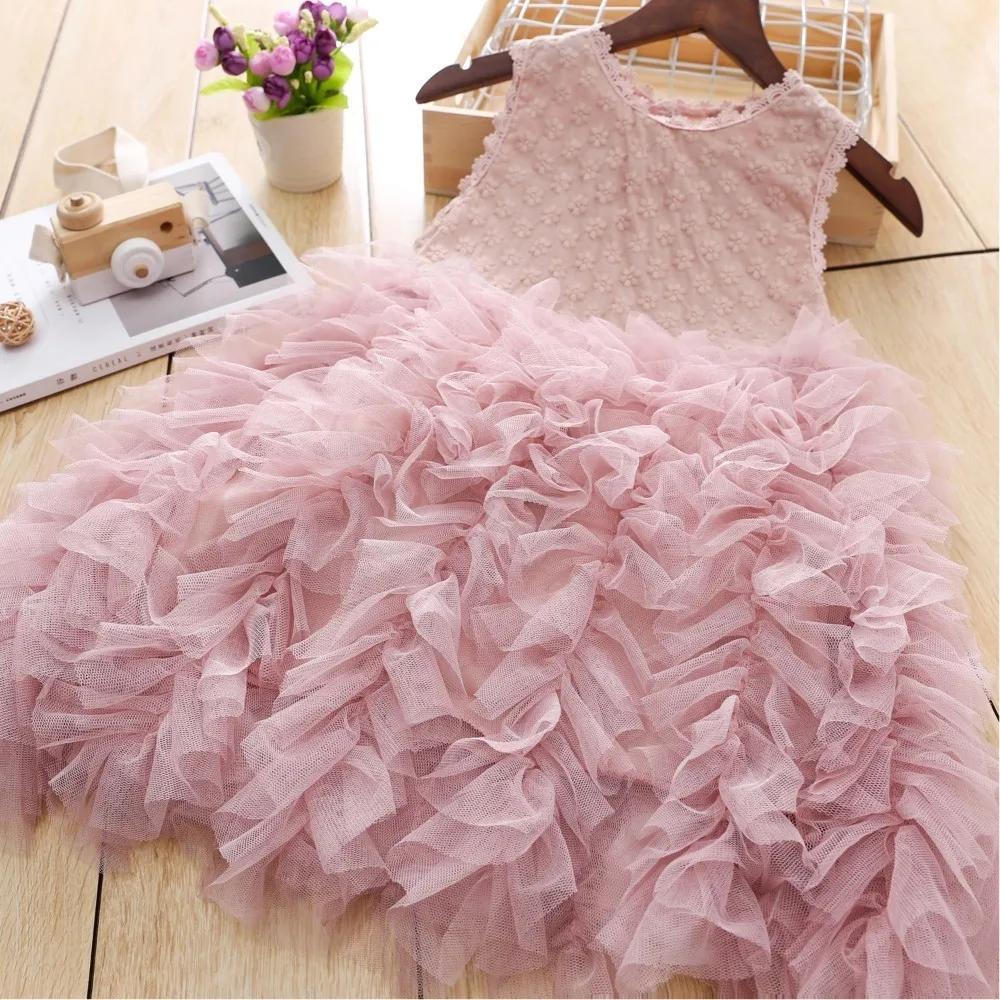 2019 Summer Baby Kids Girl Dress Solid Color Princess Party Tutu For Girls Clothes Birthday Wedding Gown Dresses | Детская одежда и