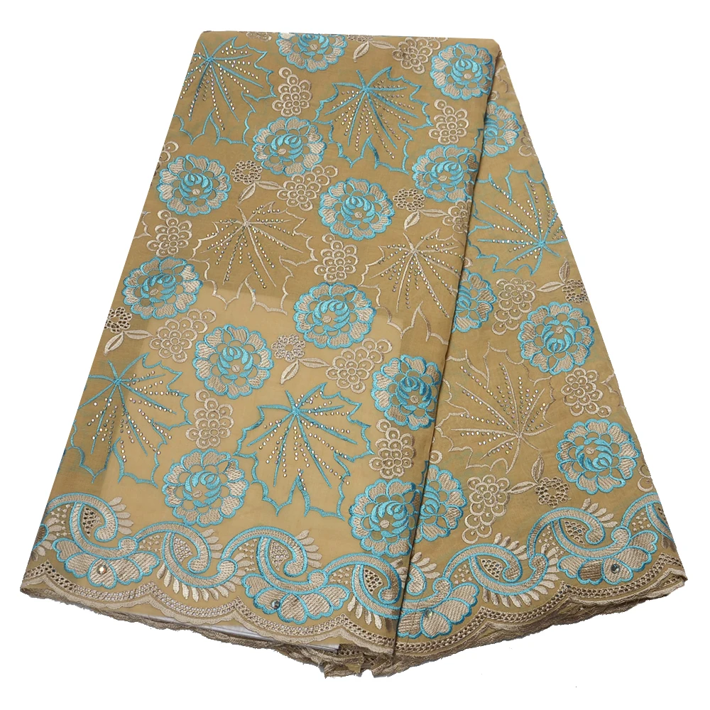 Royal blue high quality African cotton dry Swiss voile lace fabric stones 2019 fashion Nigerian in Switzerland | Дом и сад