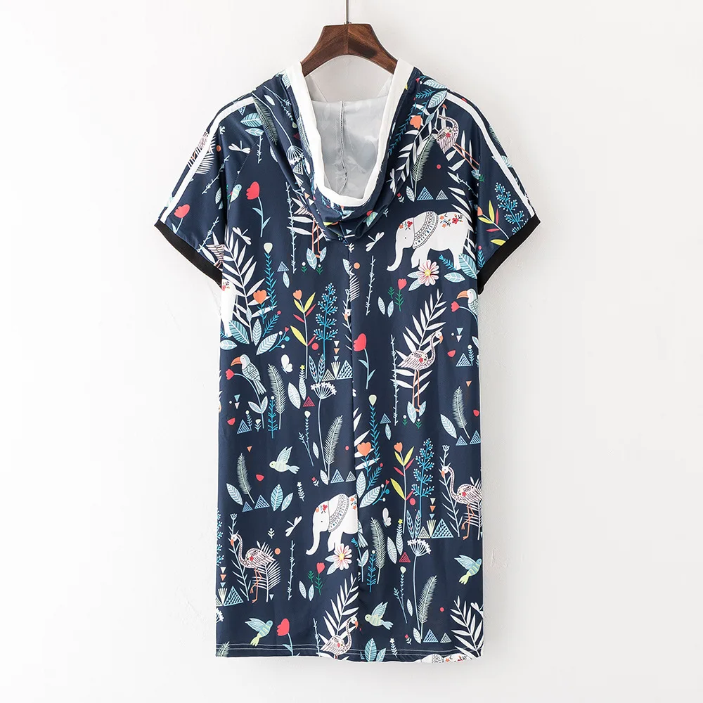 4XL 5XL женское платье с капюшоном и принтом большого размера летнее Повседневное