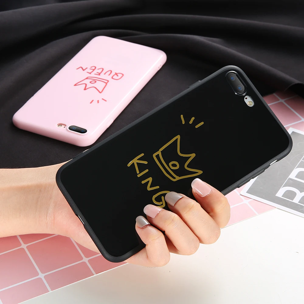 KISSCASE King Queen чехол для iPhone 6 6S Чехол девочек милый X 7 8 Plus XS MAX XR Силиконовый ТПУ